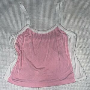 Comfy Pink and White Spaghetti Strap Crop Top